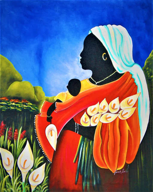 Canvas Art Woman with Baby Haitian Art 20 x 24